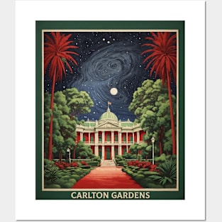 Carlton Gardens Starry Night Australia Vintage Travel Poster Posters and Art